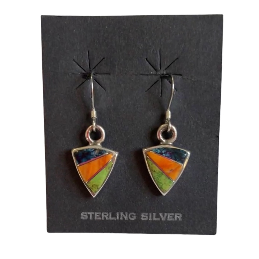 ✨Zuni Sterling Silver Multi-Stone Inlay Gemstone Earrings✨